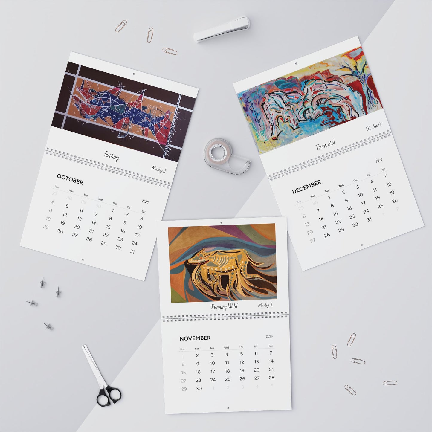 Wall Calendars - The Animals - Paintings by D.L. Smith & Marley J. (2026)