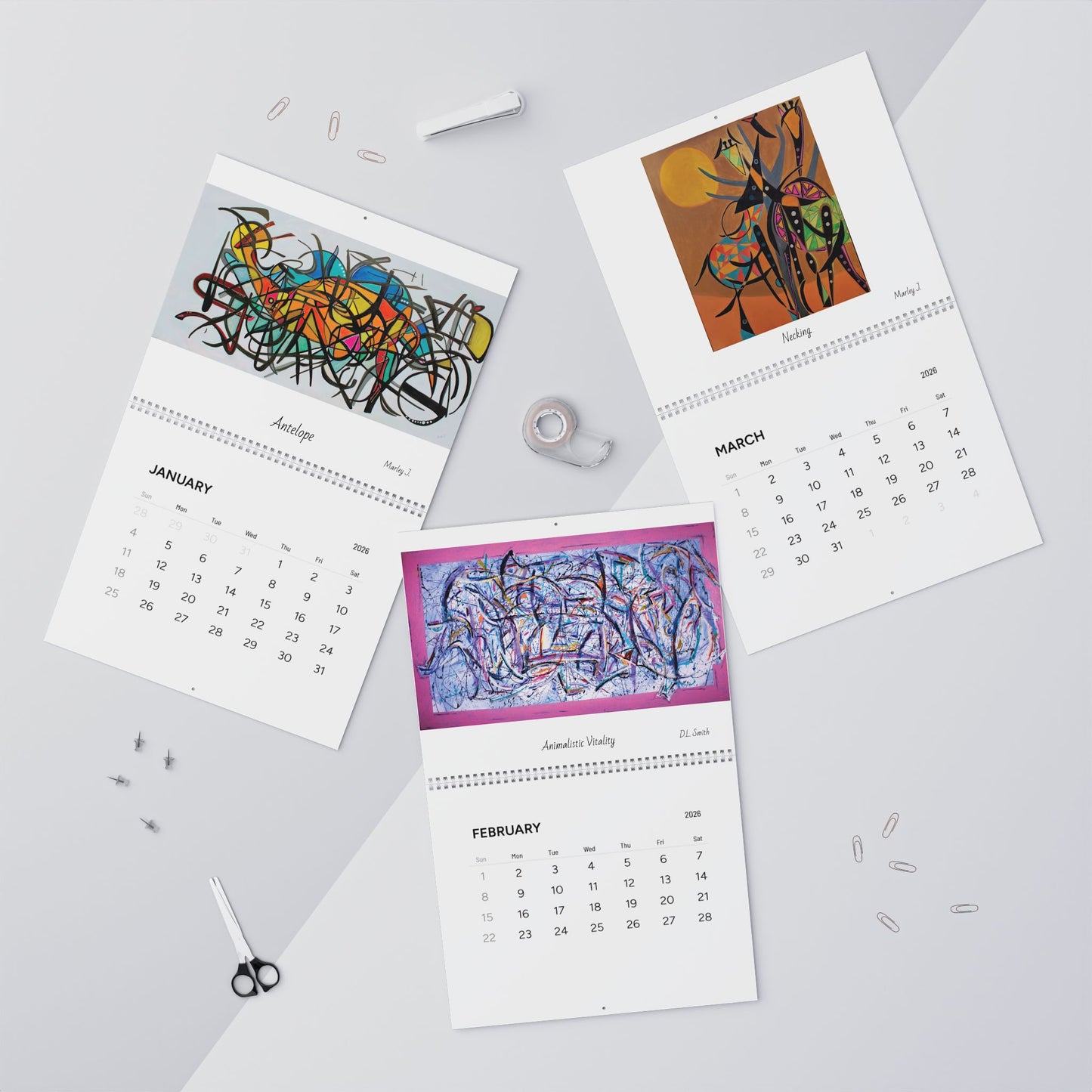 Wall Calendars - The Animals - Paintings by D.L. Smith & Marley J. (2026)
