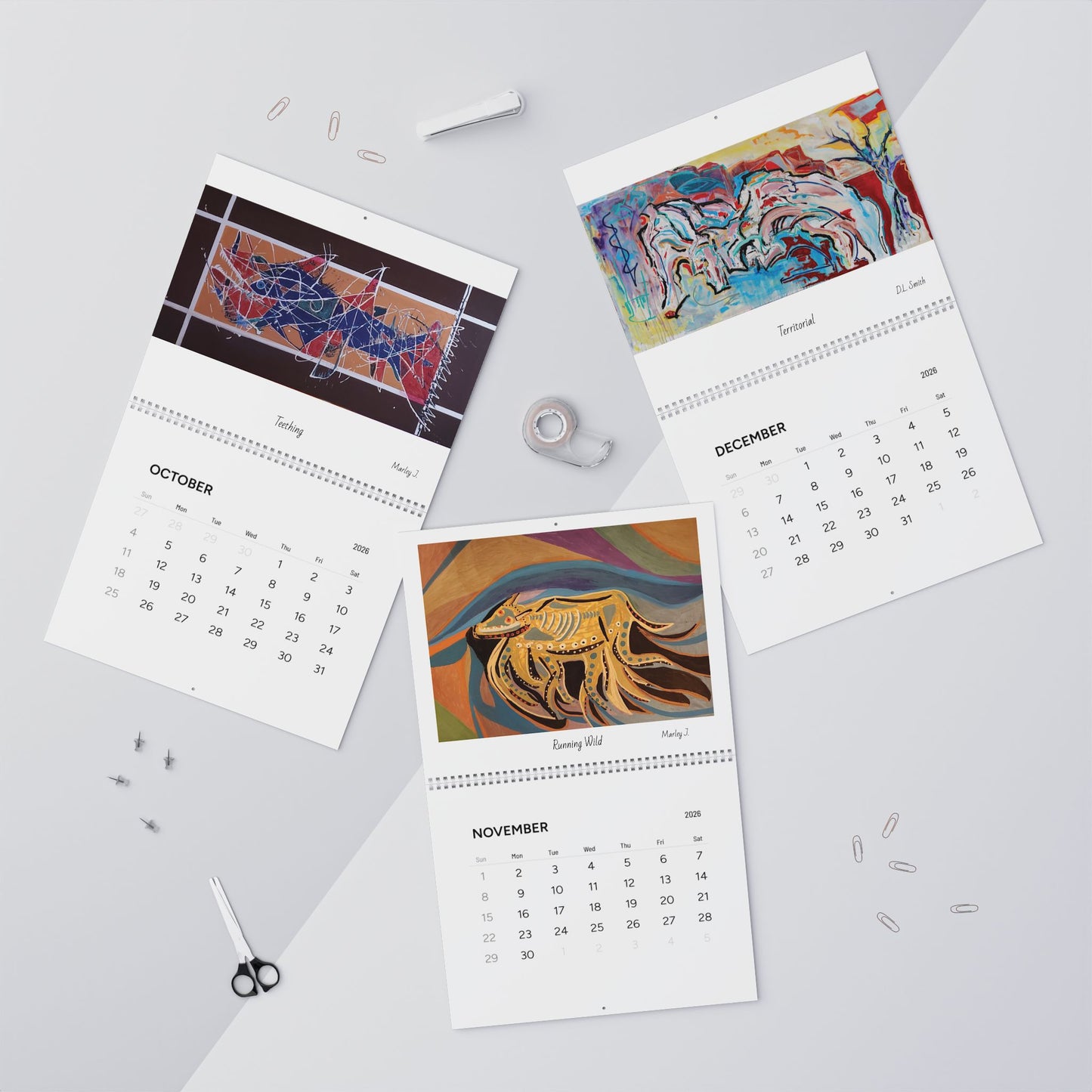 Wall Calendars - The Animals - Paintings by D.L. Smith & Marley J. (2026)