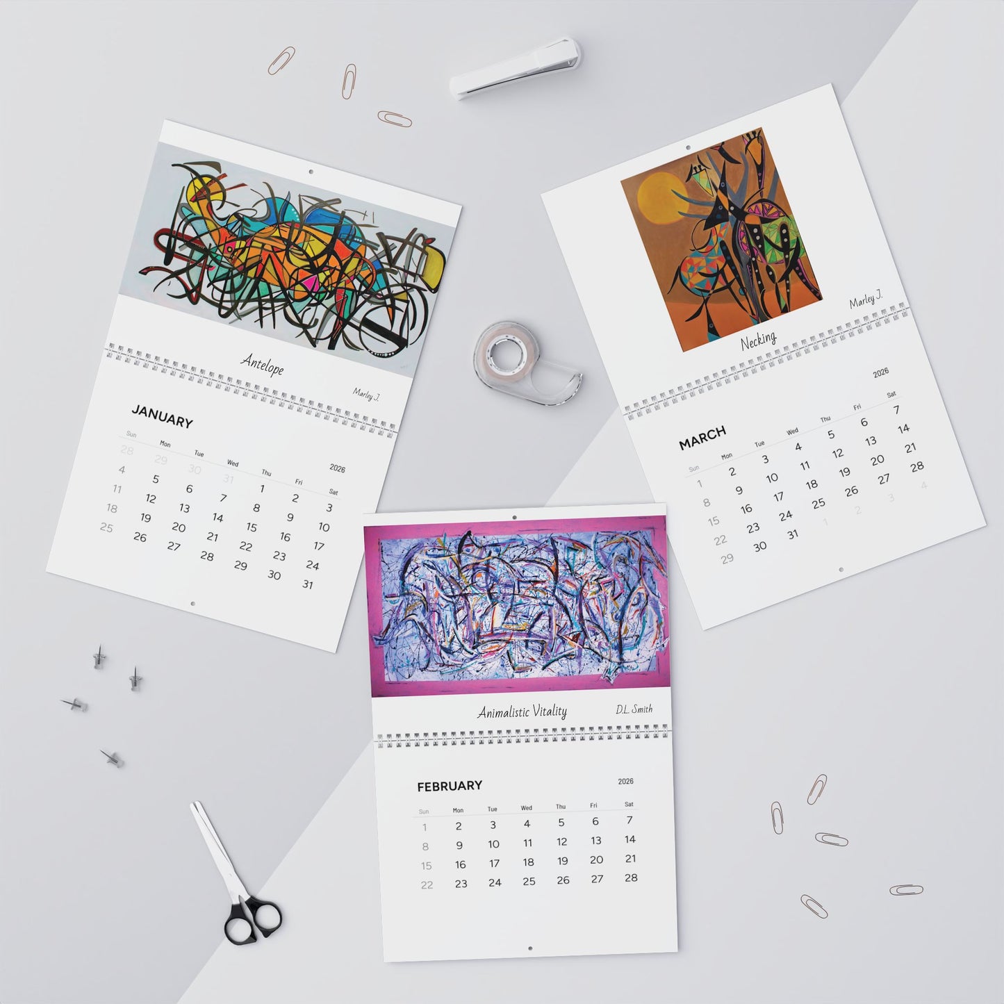 Wall Calendars - The Animals - Paintings by D.L. Smith & Marley J. (2026)